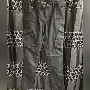 Black Cargo Pants with Zipper Pockets